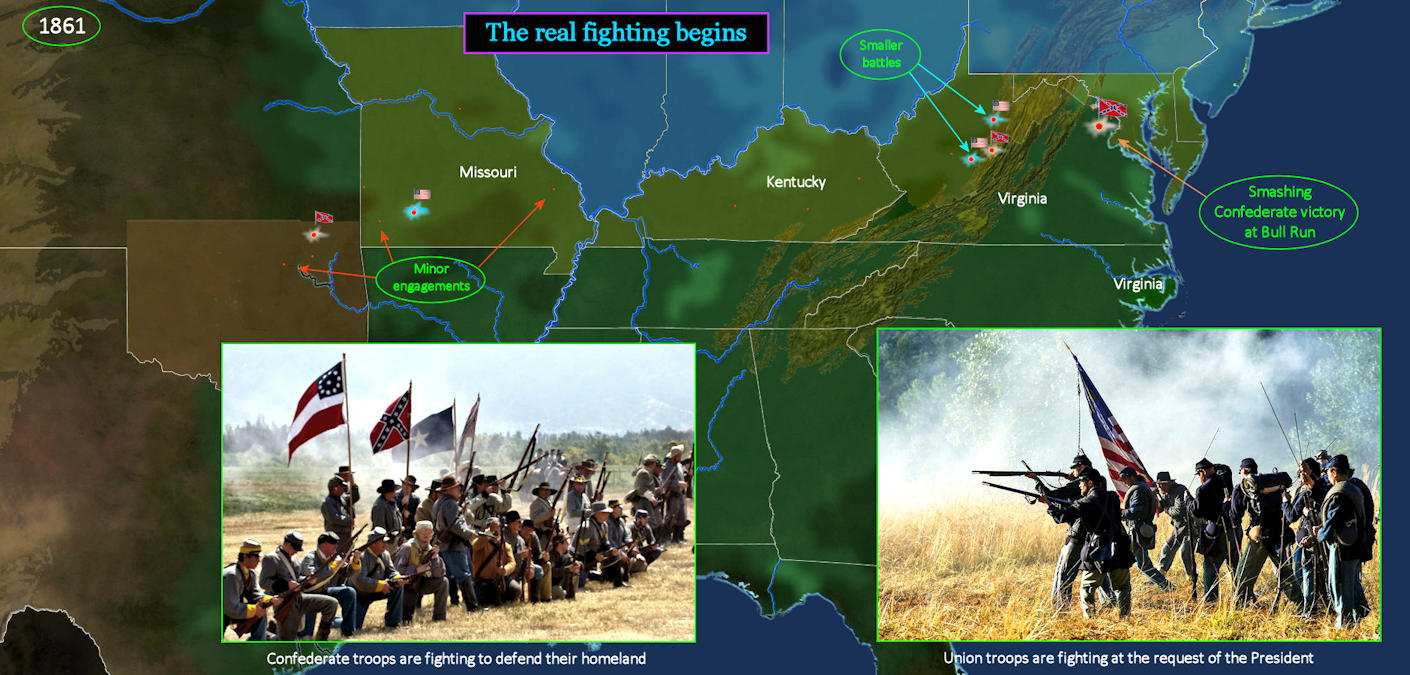 Civil War begins, 1861 map